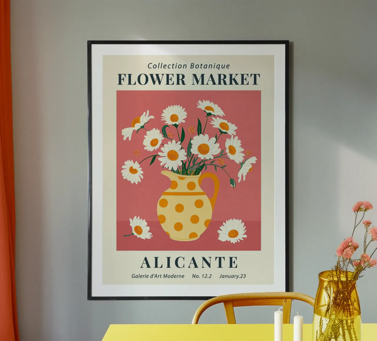 Mercato dei fiori di Alicante poster con telaio in legno da TekleDawit