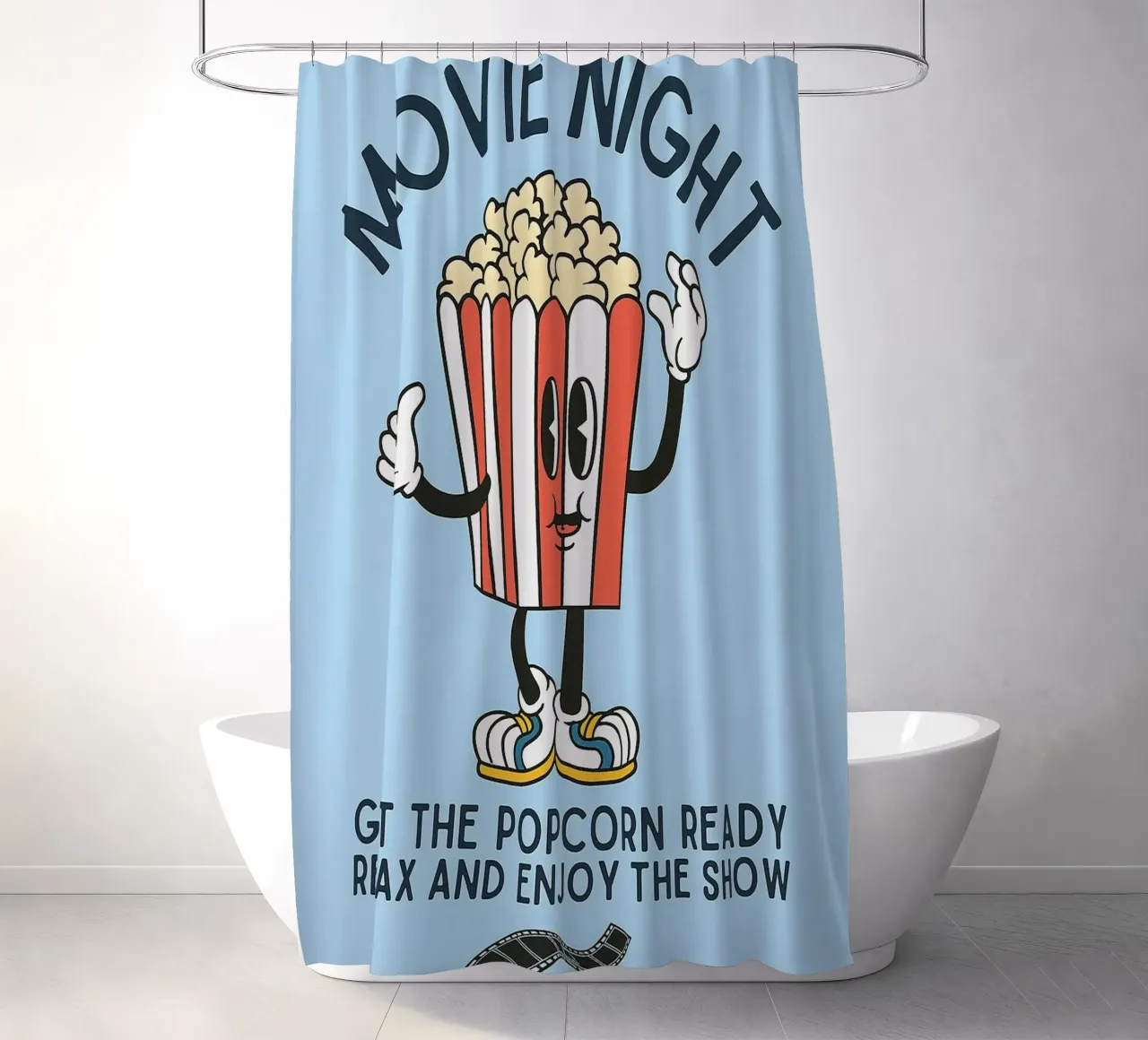 Movie Night Popcorn shower curtain by oneone