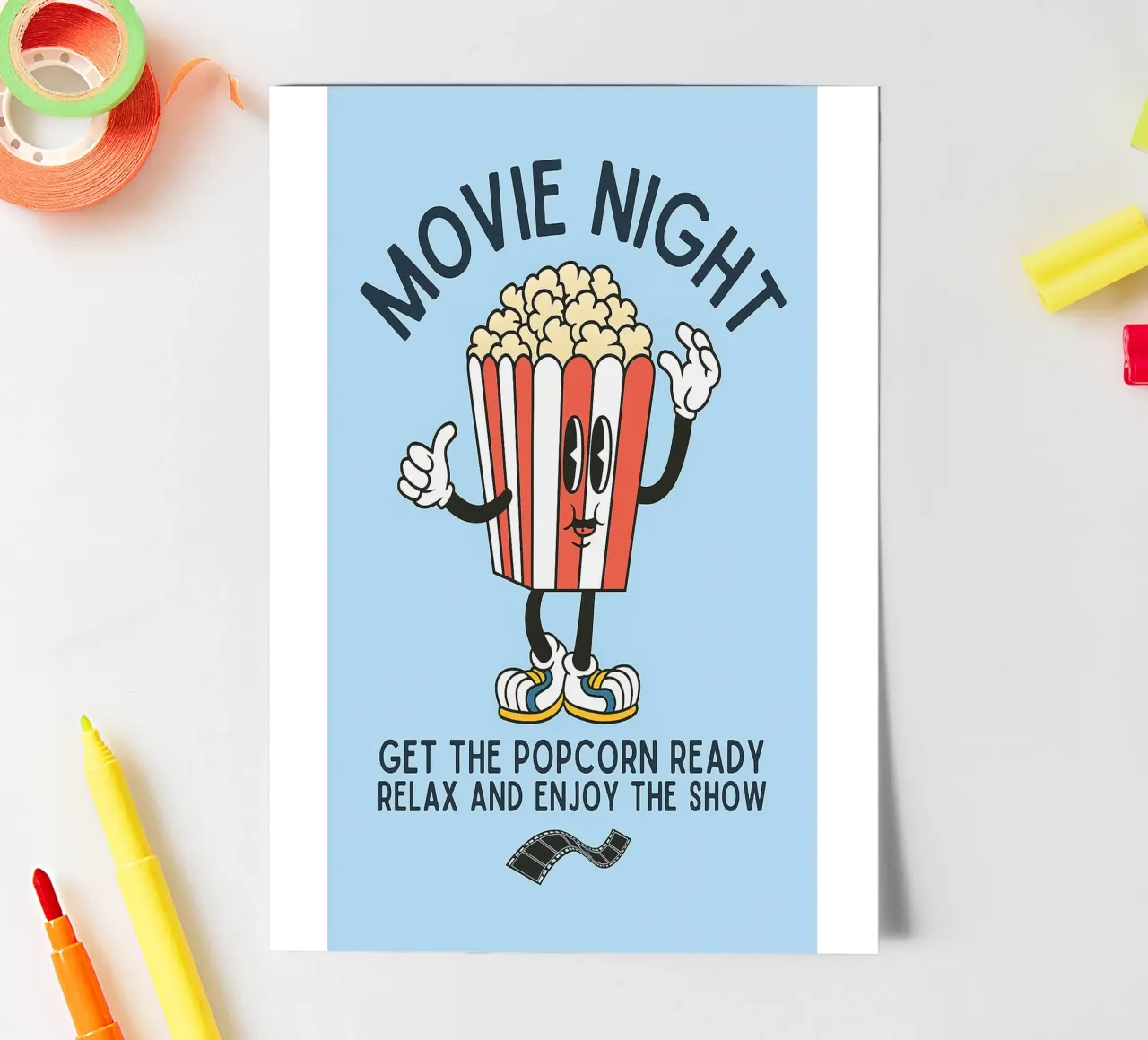 Filmabend Popcorn Stickerbogen von oneone