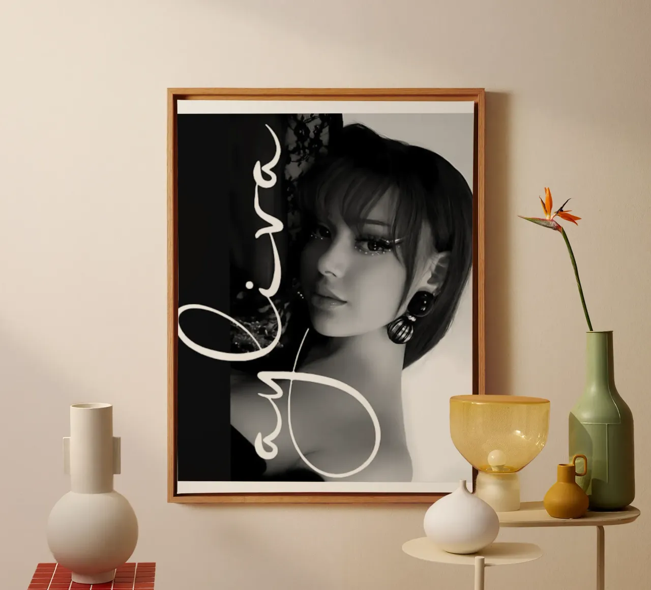 Ayliva monochroom canvas met Baklijst van vintage