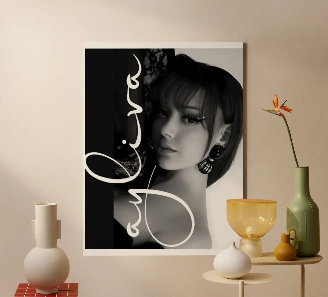 Ayliva monochroom canvas met Baklijst van vintage