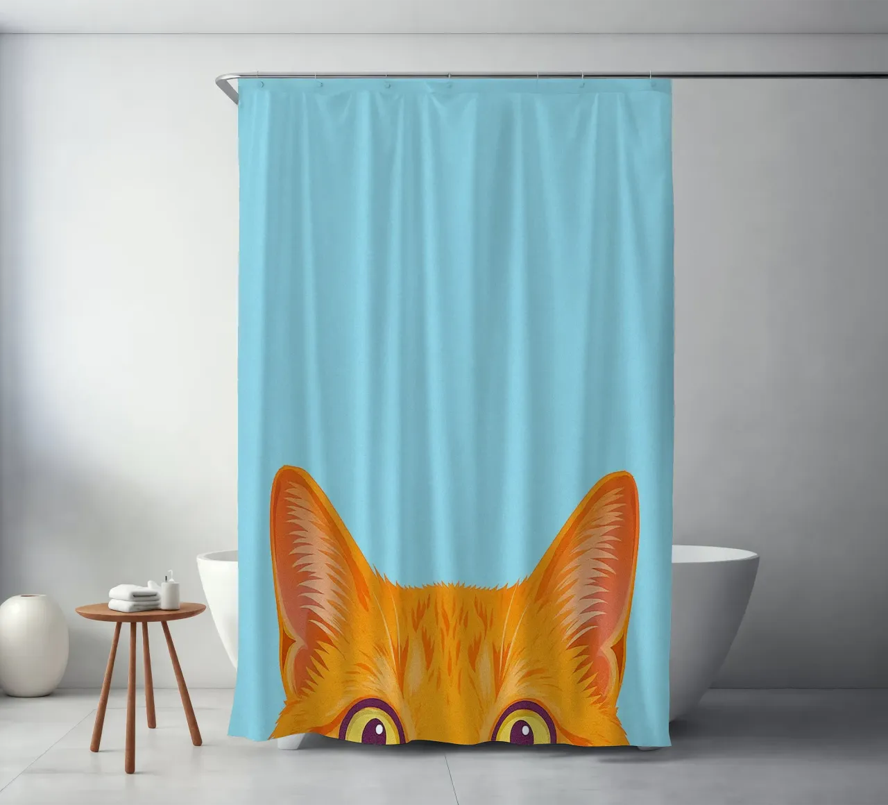peeking cat shower curtain by oneone