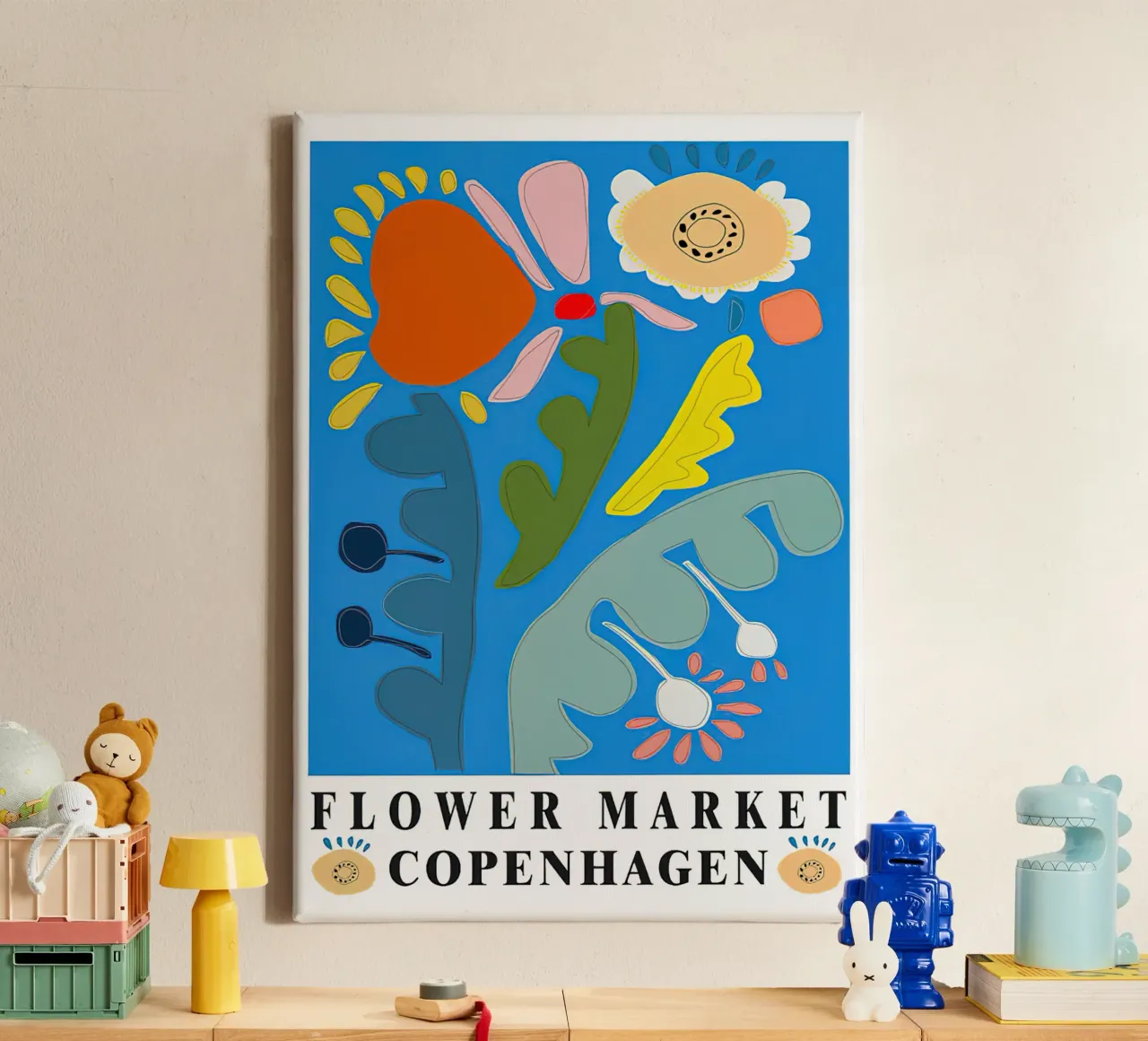 Mercato dei fiori di Copenaghen tela con Cornice a cassetta da TekleDawit