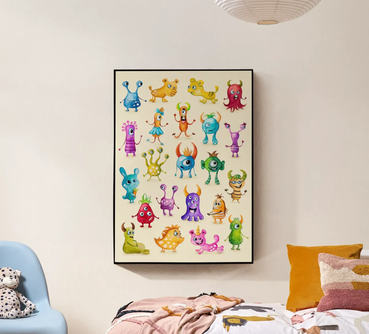 Illustration von bunten Monstern Acryl-Glas von Knowladge star