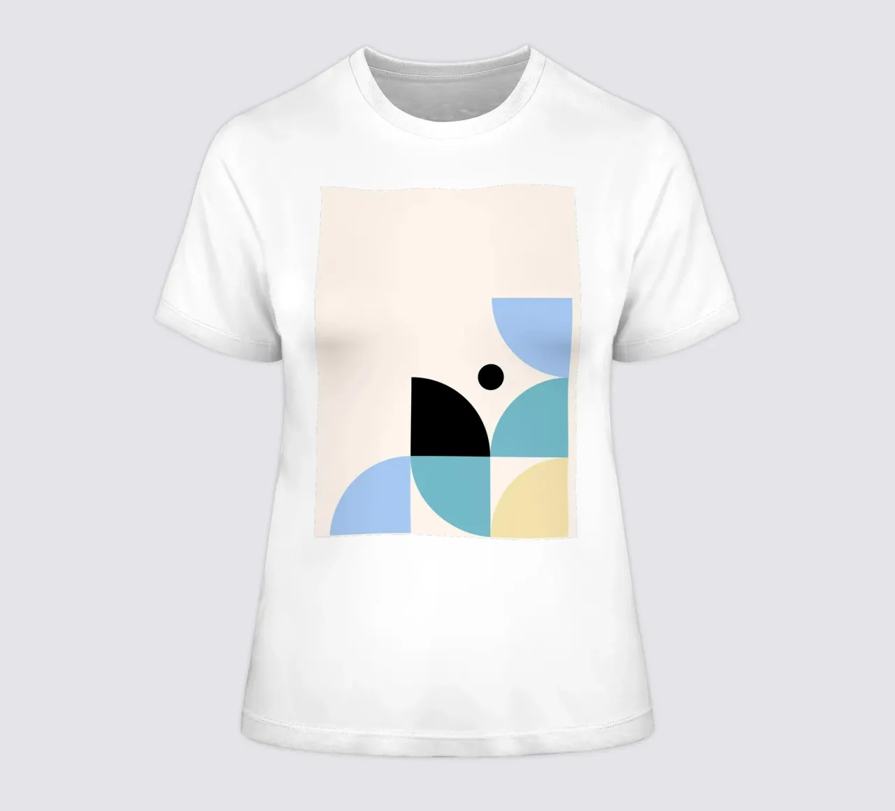 Geometric Soft Shapes – Modern Pastel Print women's fitted t-shirt by Studio Vibe
