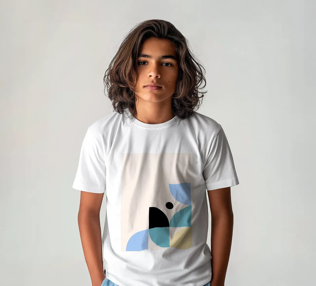 Geometric Soft Shapes – Modern Pastel Print kids t-shirt by Studio Vibe