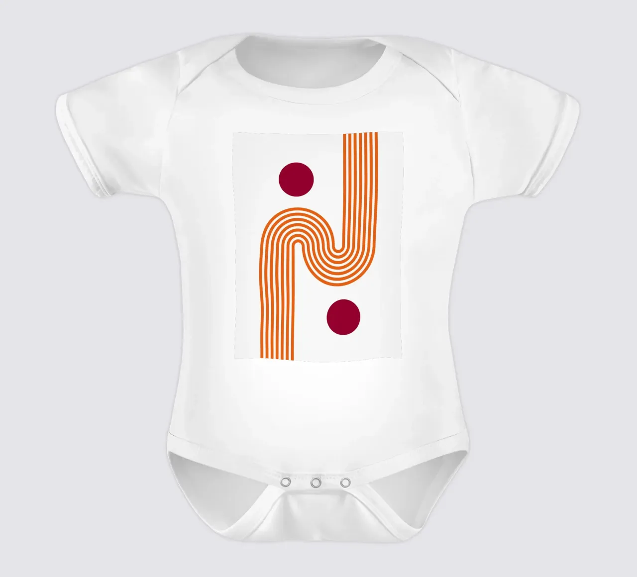Retro Line Art - Impresión en naranja y burdeos body de bebé de Studio Vibe