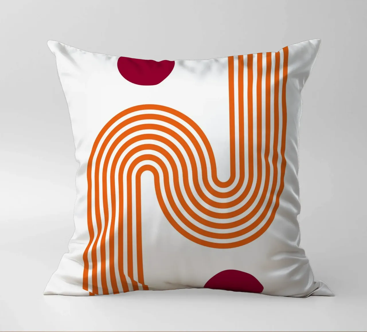 Retro Line Art - Stampa arancione e bordeaux cuscino da Studio Vibe