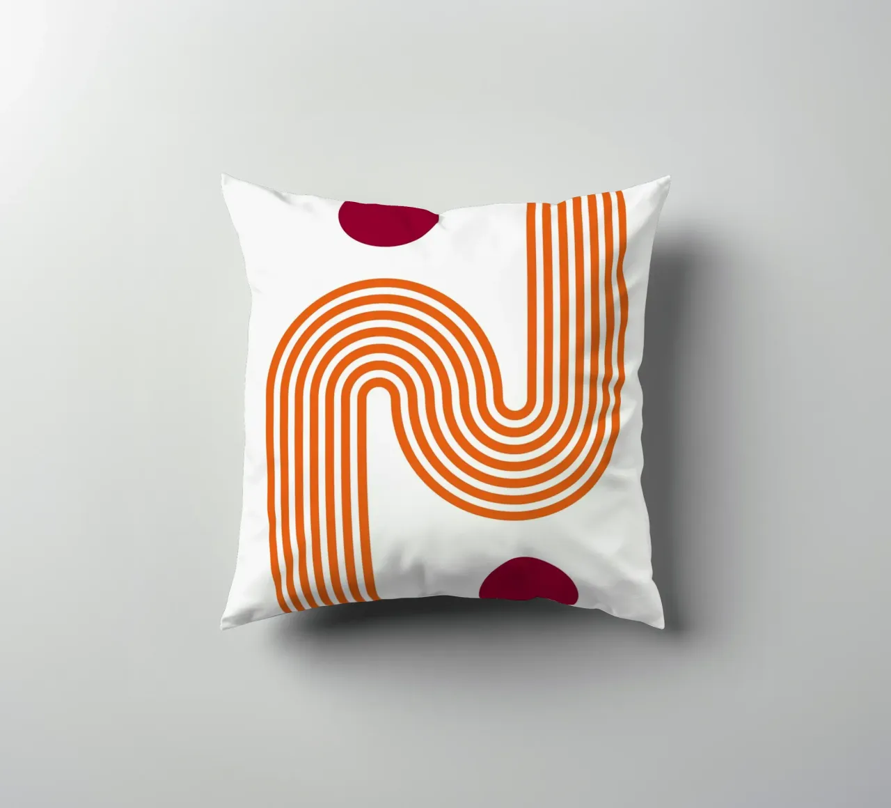 Retro Line Art - Stampa arancione e bordeaux cuscino da Studio Vibe