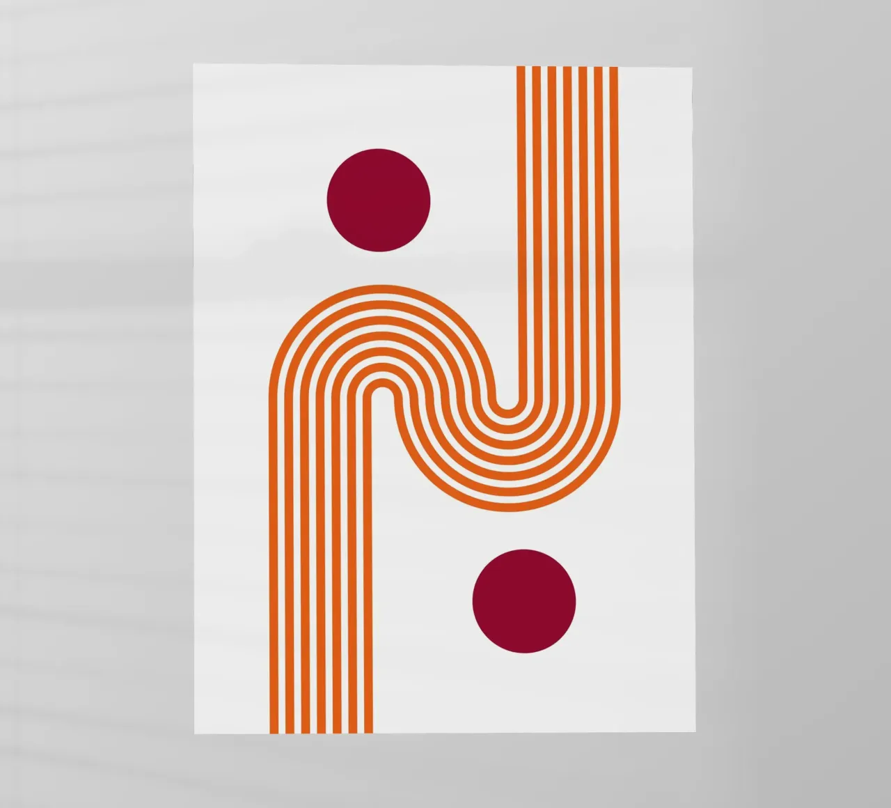Retro Line Art - Stampa arancione e bordeaux pellicola backlit da Studio Vibe