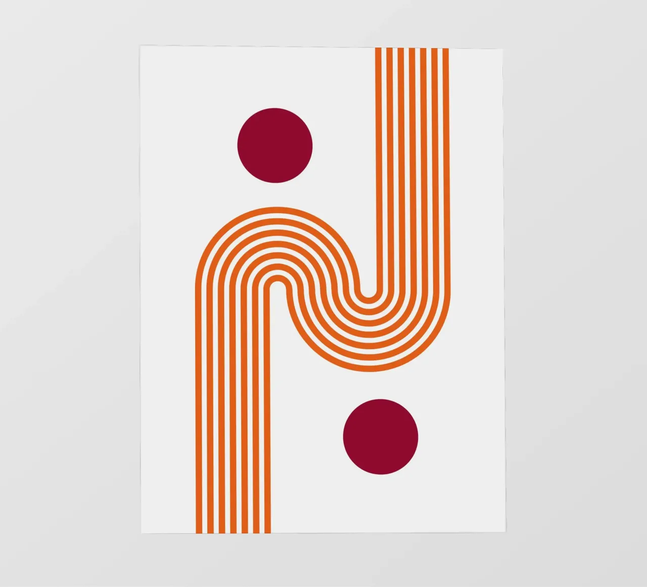 Retro Line Art - Stampa arancione e bordeaux telo in pvc da Studio Vibe