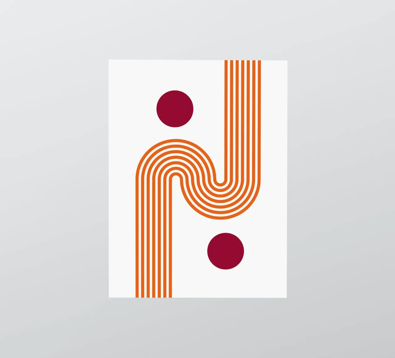 Retro Line Art - Impresión en naranja y burdeos pegatina de Studio Vibe