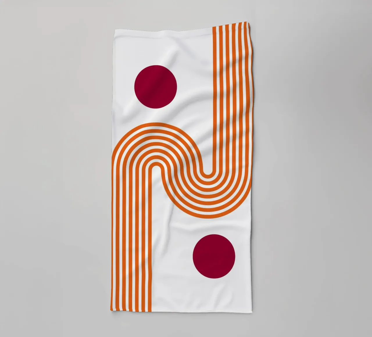 Retro Line Art - Stampa arancione e bordeaux asciugamano da bagno da Studio Vibe