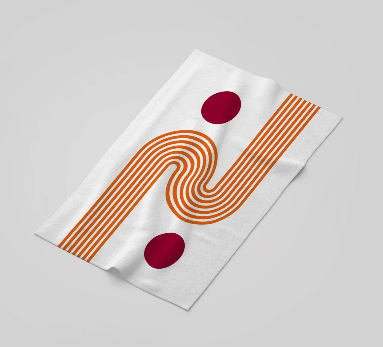 Retro Line Art - Stampa arancione e bordeaux telo mare da Studio Vibe