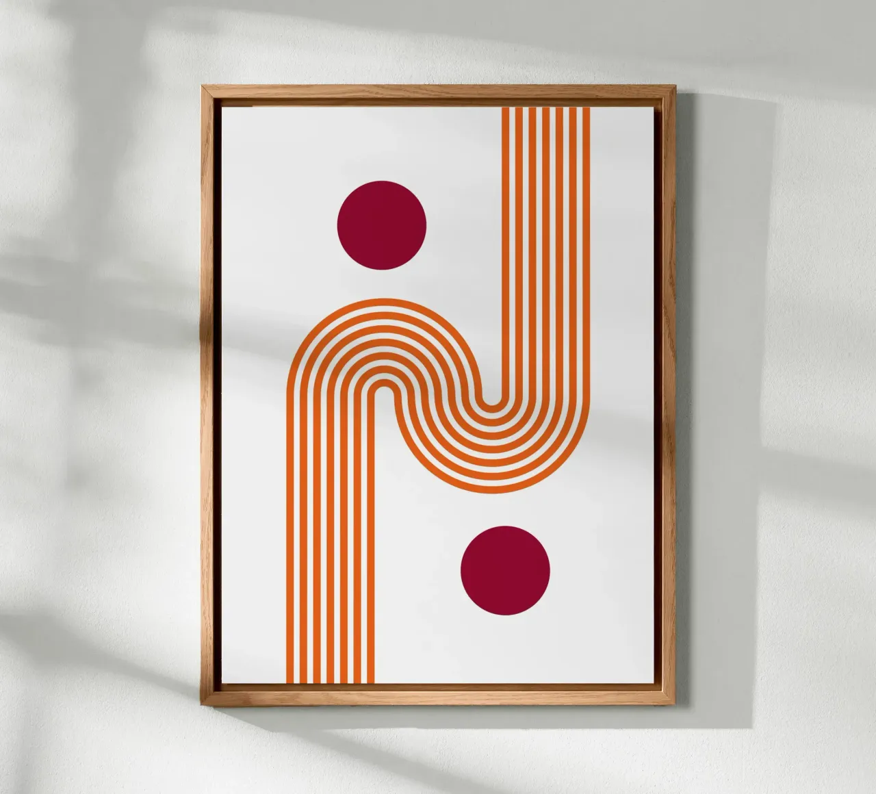 Retro Line Art - Impresión en naranja y burdeos aluminio dibond de Studio Vibe
