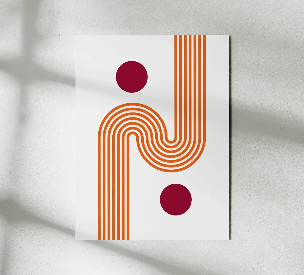Retro Line Art - Impresión en naranja y burdeos aluminio dibond de Studio Vibe