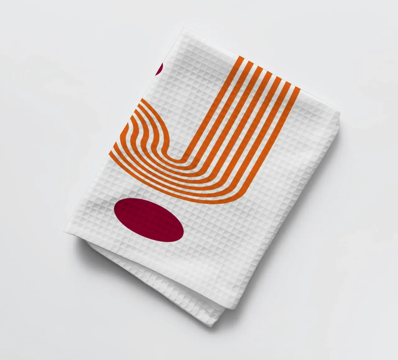Retro Line Art - Stampa arancione e bordeaux canovaccio da cucina da Studio Vibe