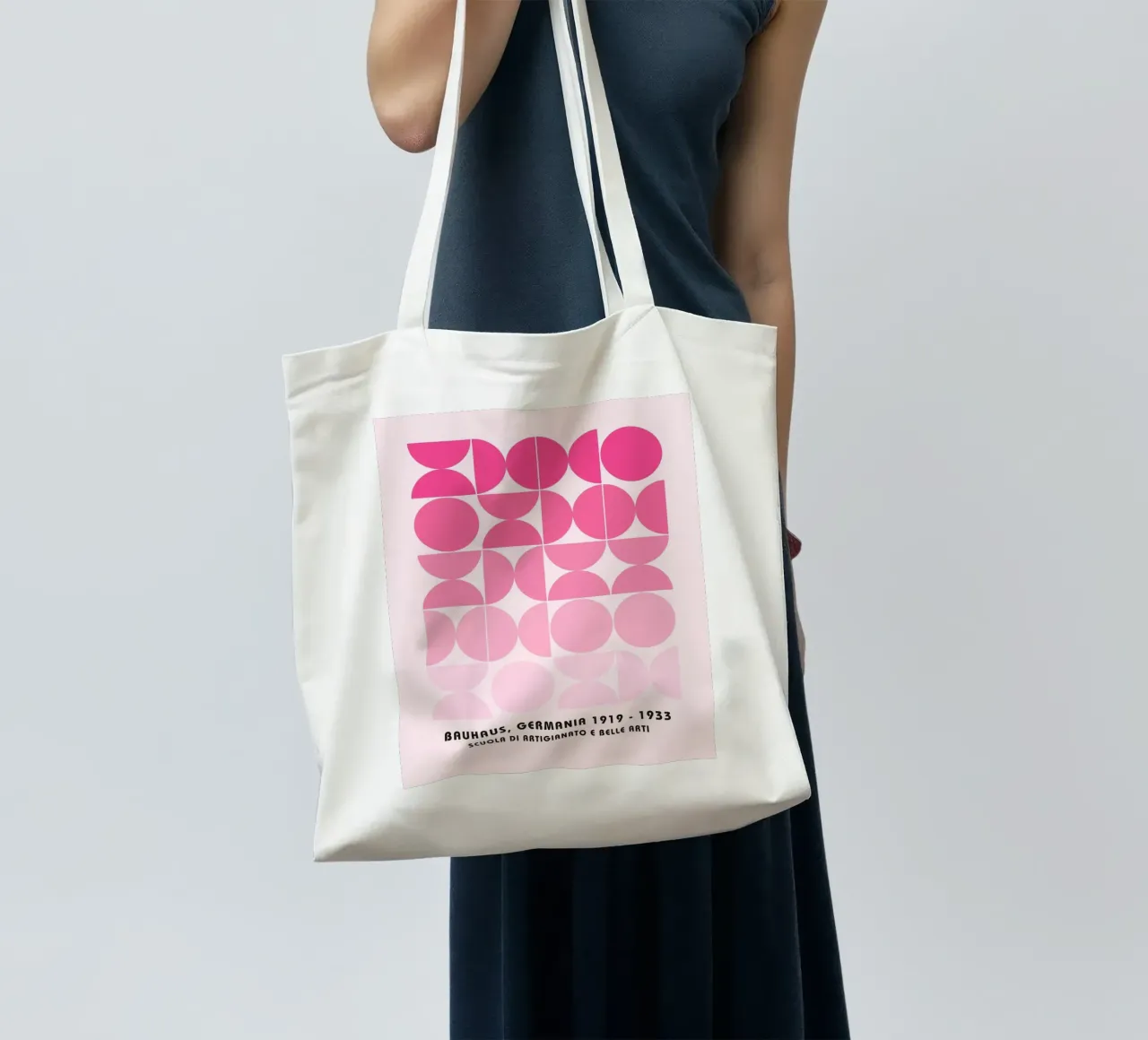 Pink Bauhaus grid - geometry & design art tote bag by Studio Vibe