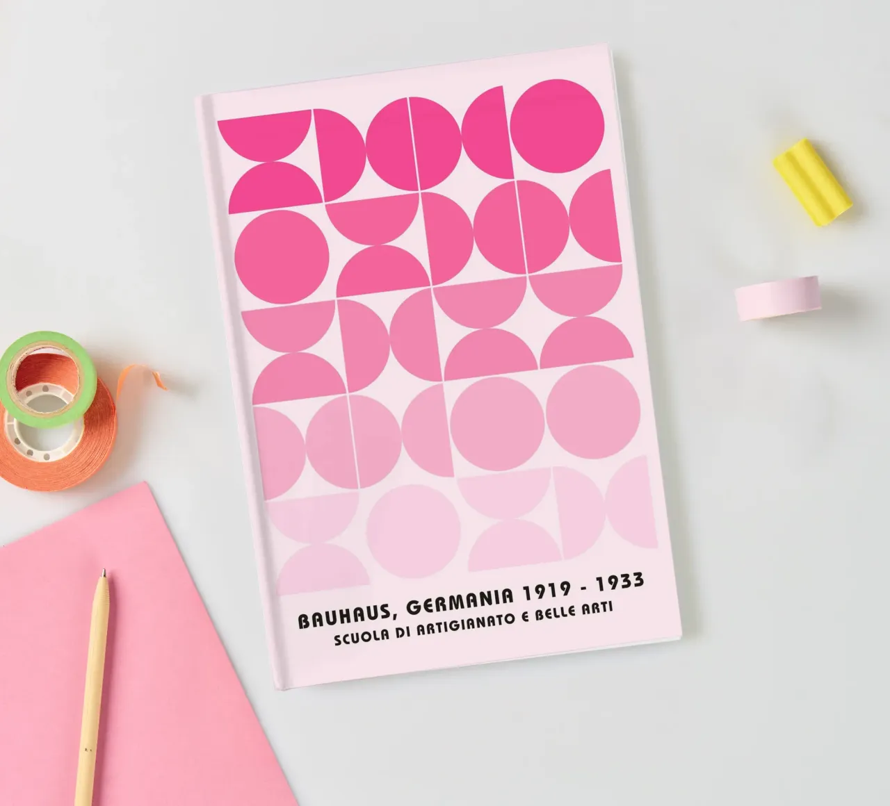 Pink Bauhaus grid - geometry & design art notebook by Studio Vibe