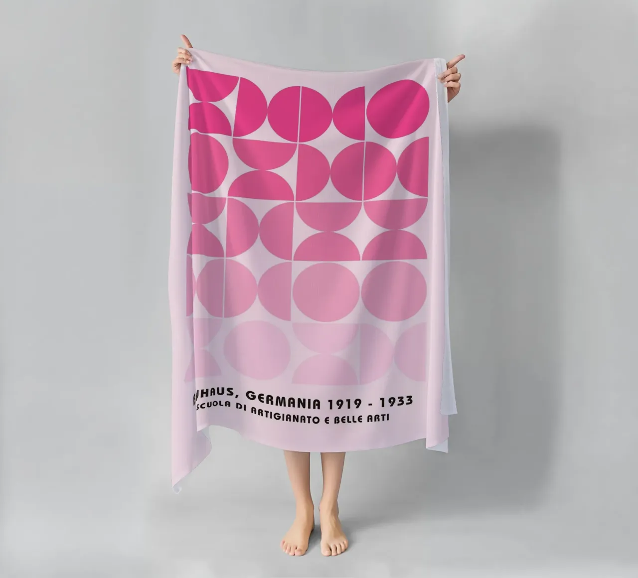 Pink Bauhaus grid - geometry & design art beach towel by Studio Vibe