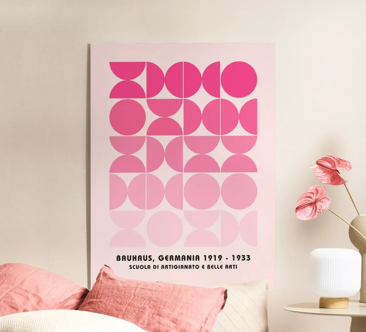 Pink Bauhaus grid - geometry & design art acrylic glass by Studio Vibe