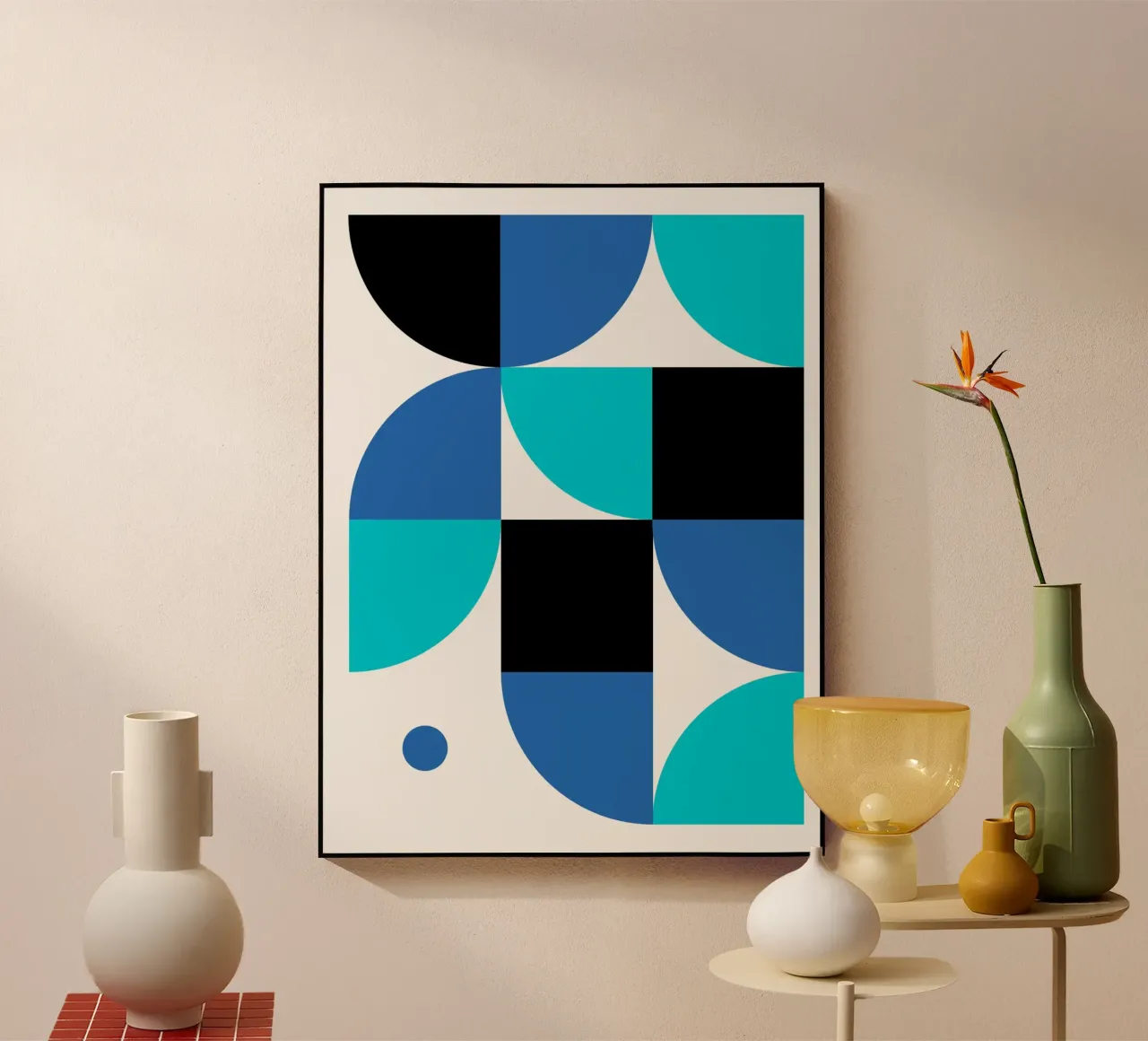Forme geometriche blu - Poster astratto moderno plexiglass da Studio Vibe