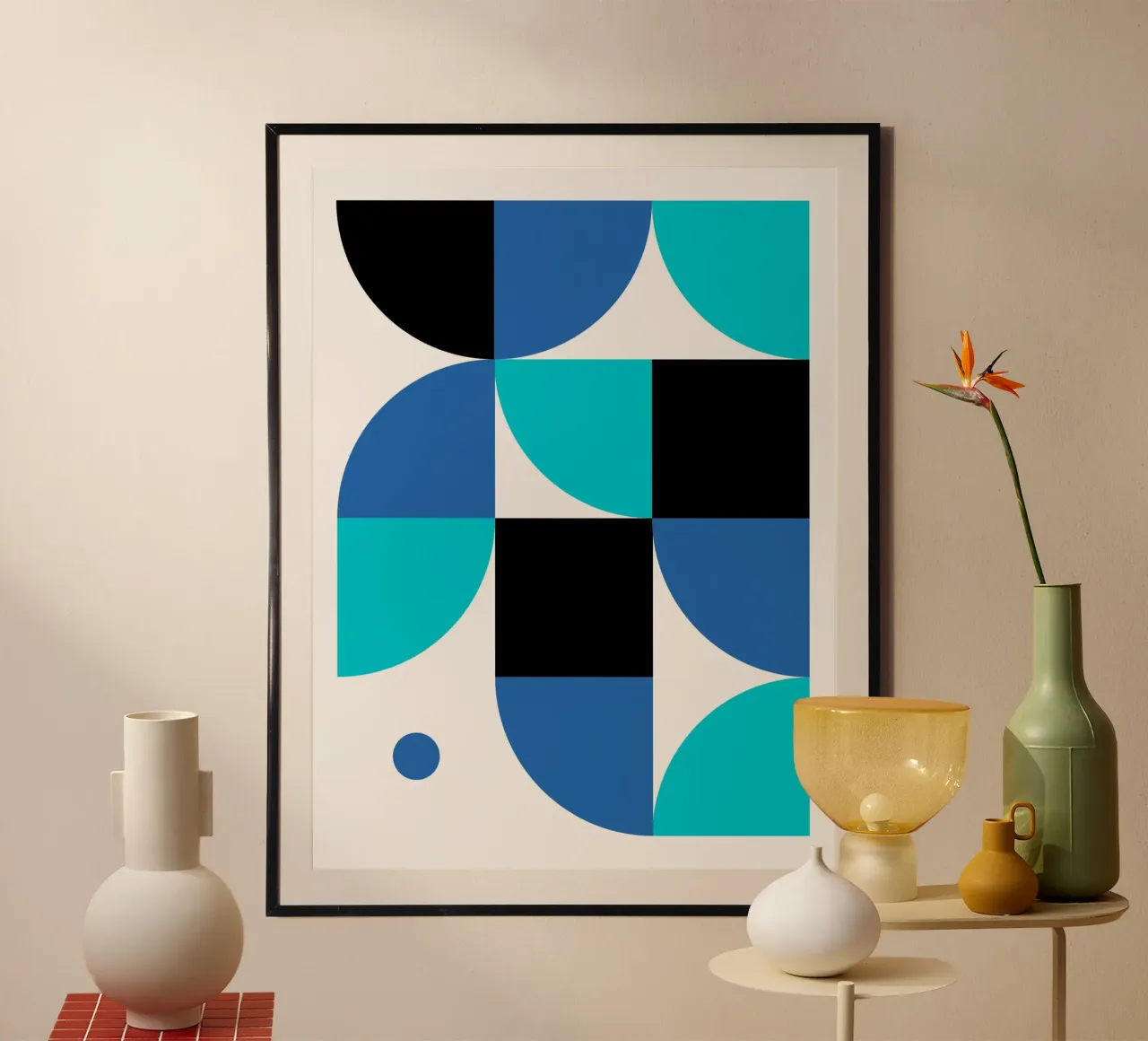 Forme geometriche blu - Poster astratto moderno carta hahnemühle da Studio Vibe