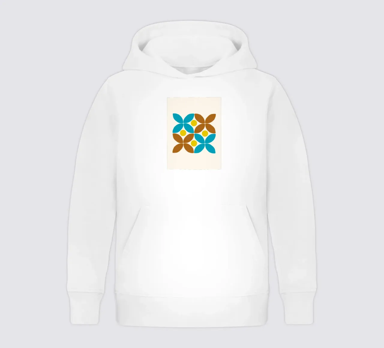 Retro Bloemenraster | Mid-Century Muurkunst Print kinder hoodie van Studio Vibe