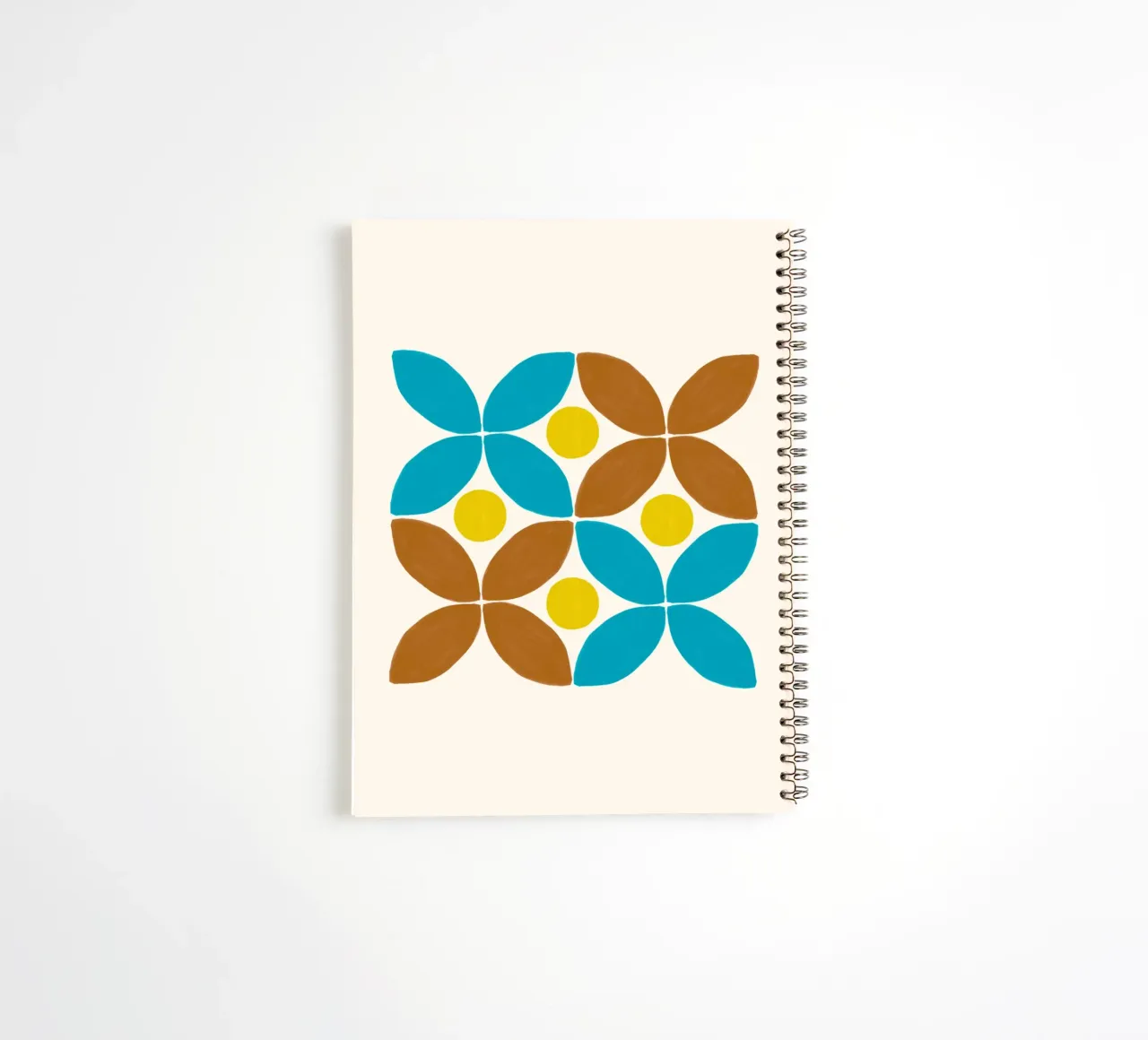 Retro Flower Grid | Mid-Century Wall Art Print spiral notebook by Studio Vibe