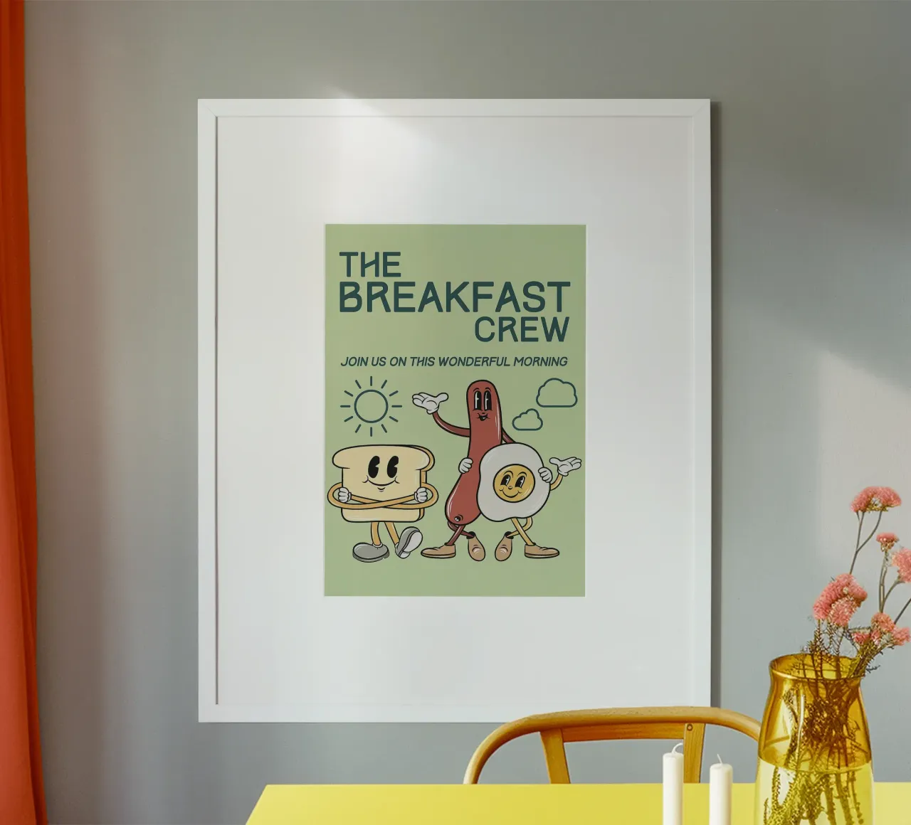 L'equipaggio della colazione poster con telaio in legno da oneone