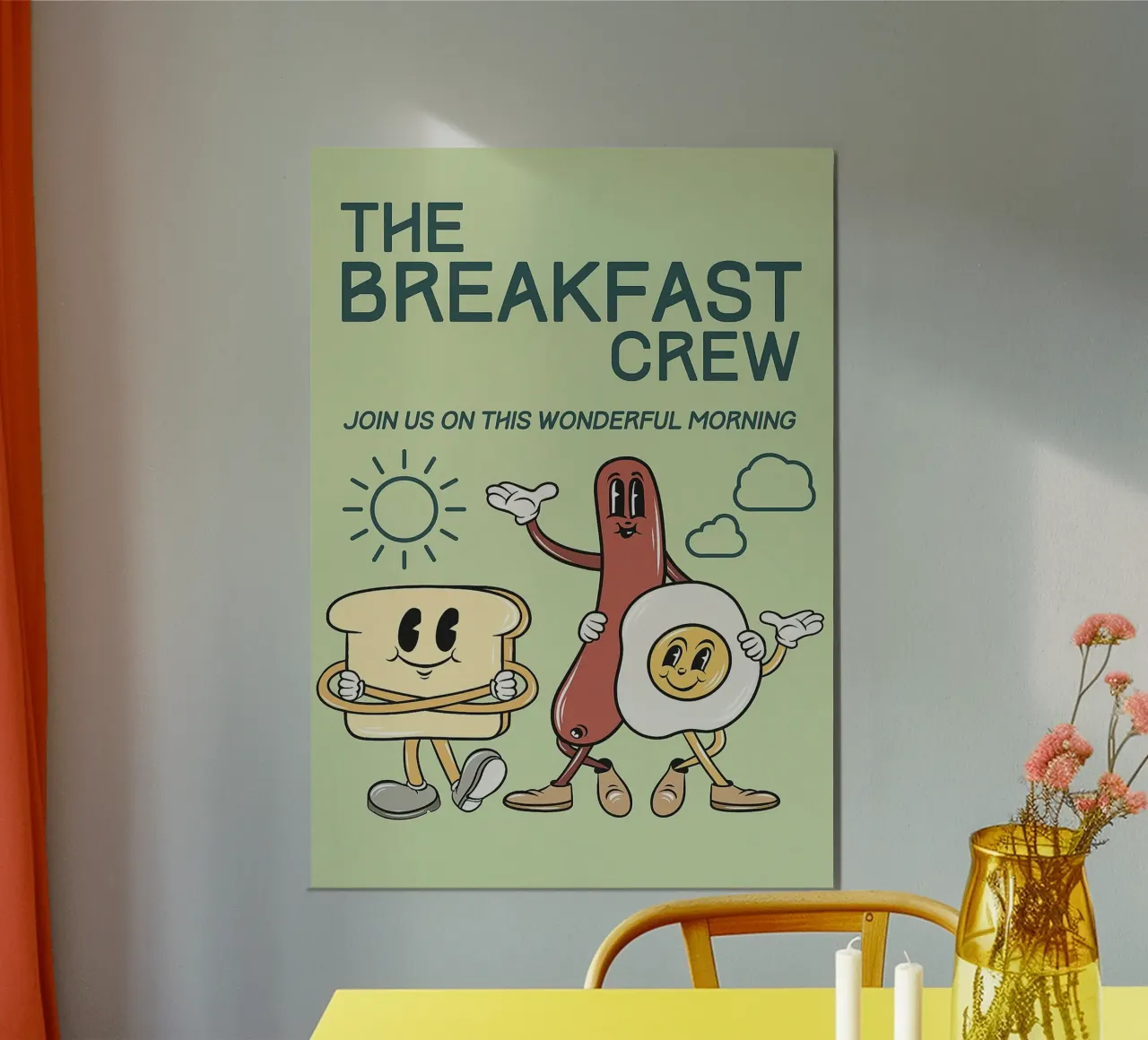 L'equipaggio della colazione poster con telaio in legno da oneone