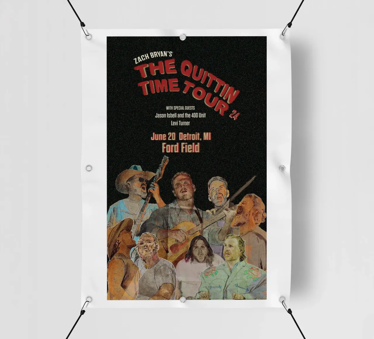 Il Quittin Time Tour Zach Bryan telo in pvc da guesmatarko