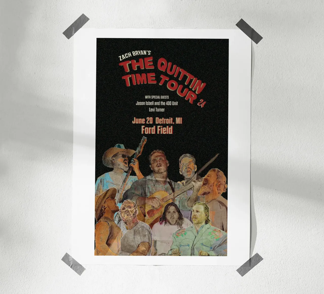 The Quittin Time Tour Zach Bryan poster de guesmatarko