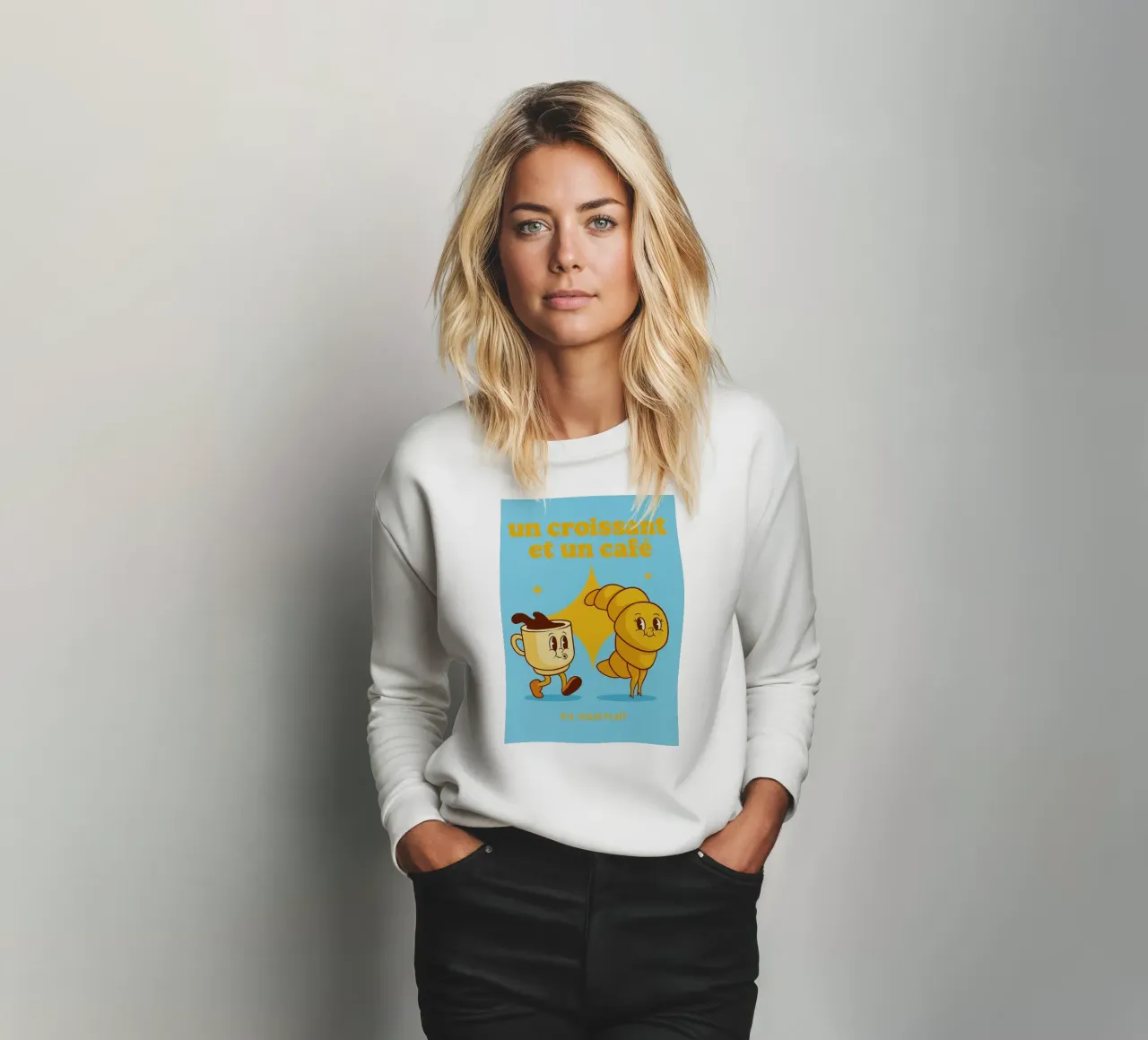 un croissant e un caffè felpa da oneone