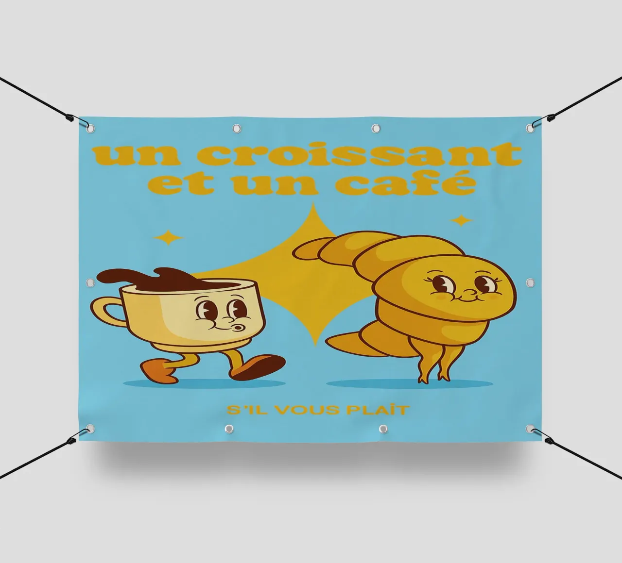 un croissant e un caffè telo in pvc da oneone