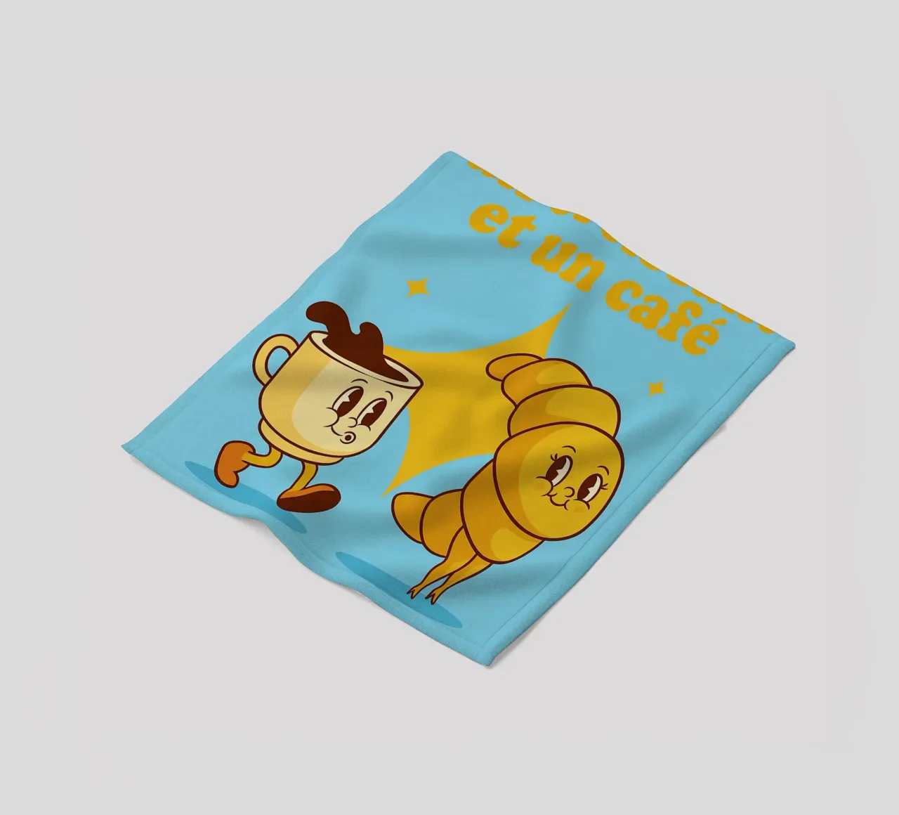 un croissant e un caffè coperta in pile da oneone