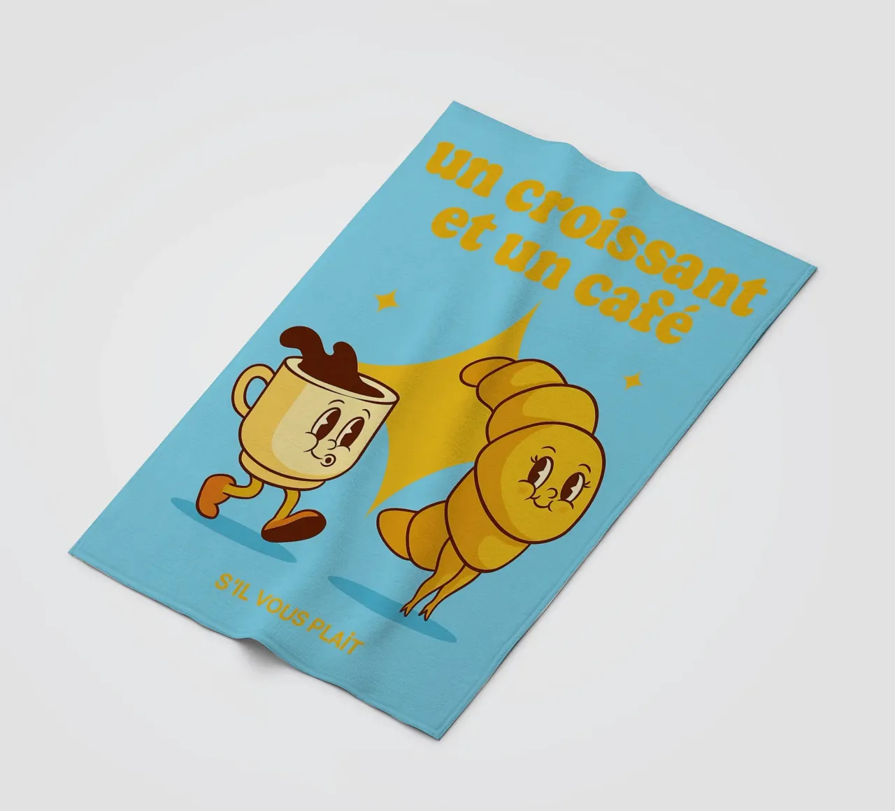 un croissant e un caffè coperta in pile da oneone