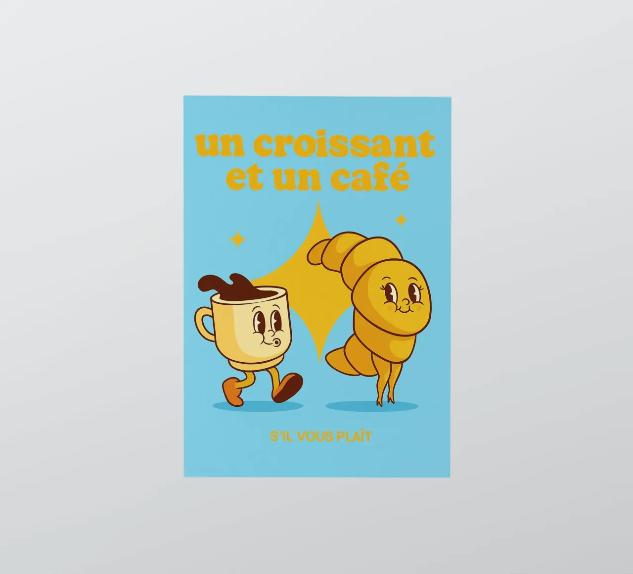 un croissant e un caffè adesivo da oneone