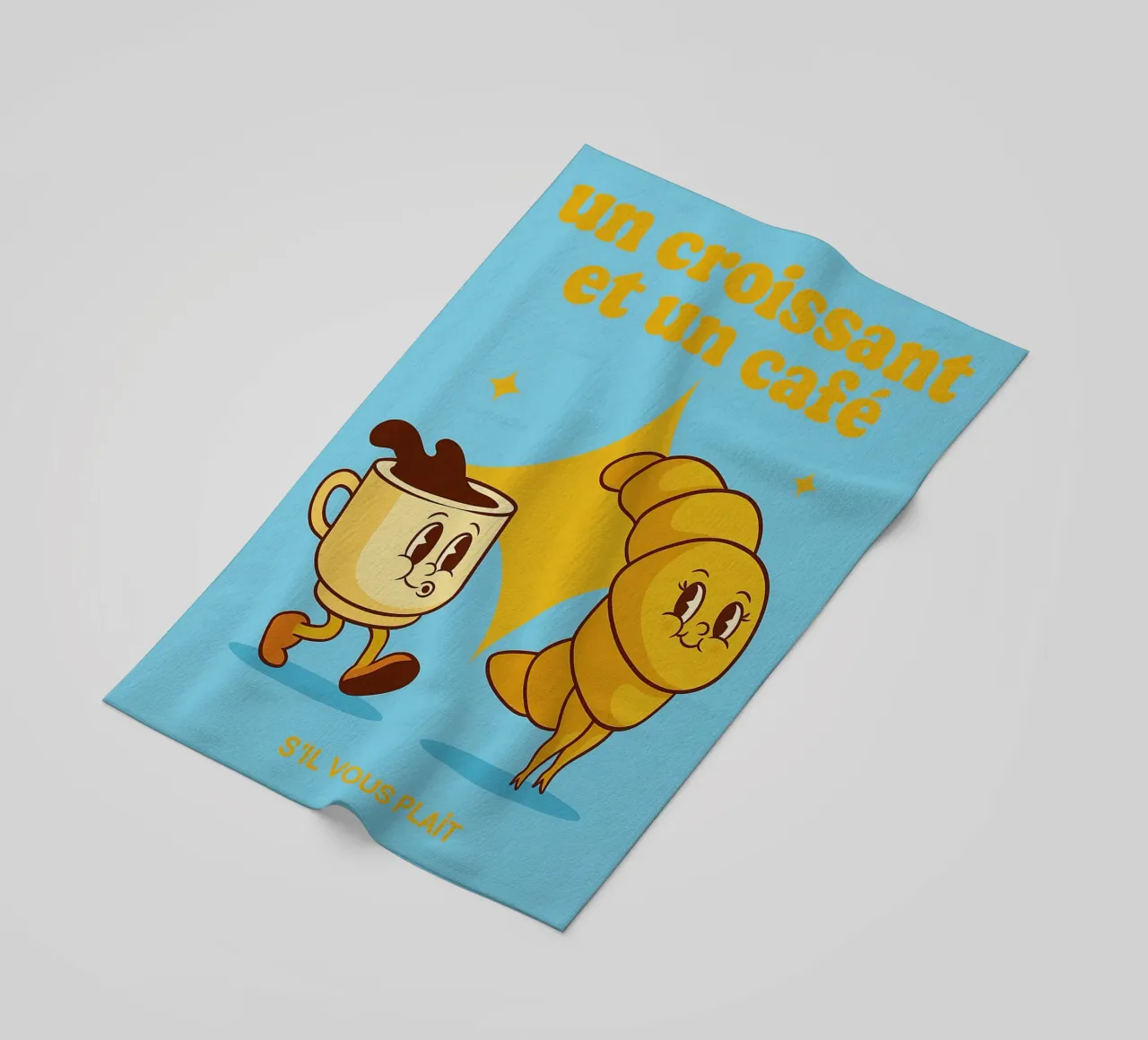 un croissant e un caffè telo mare da oneone