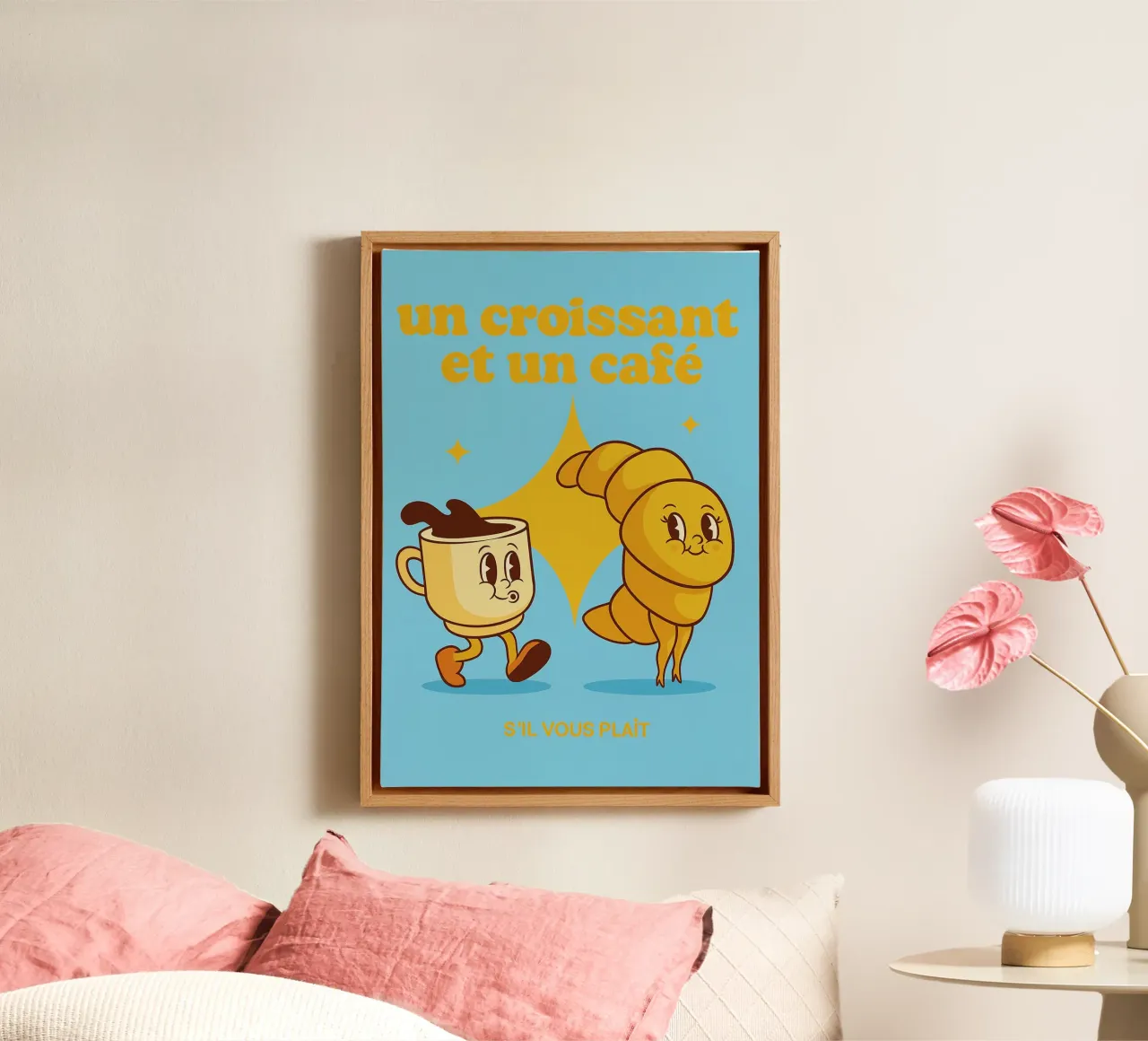 un croissant e un caffè tela da oneone