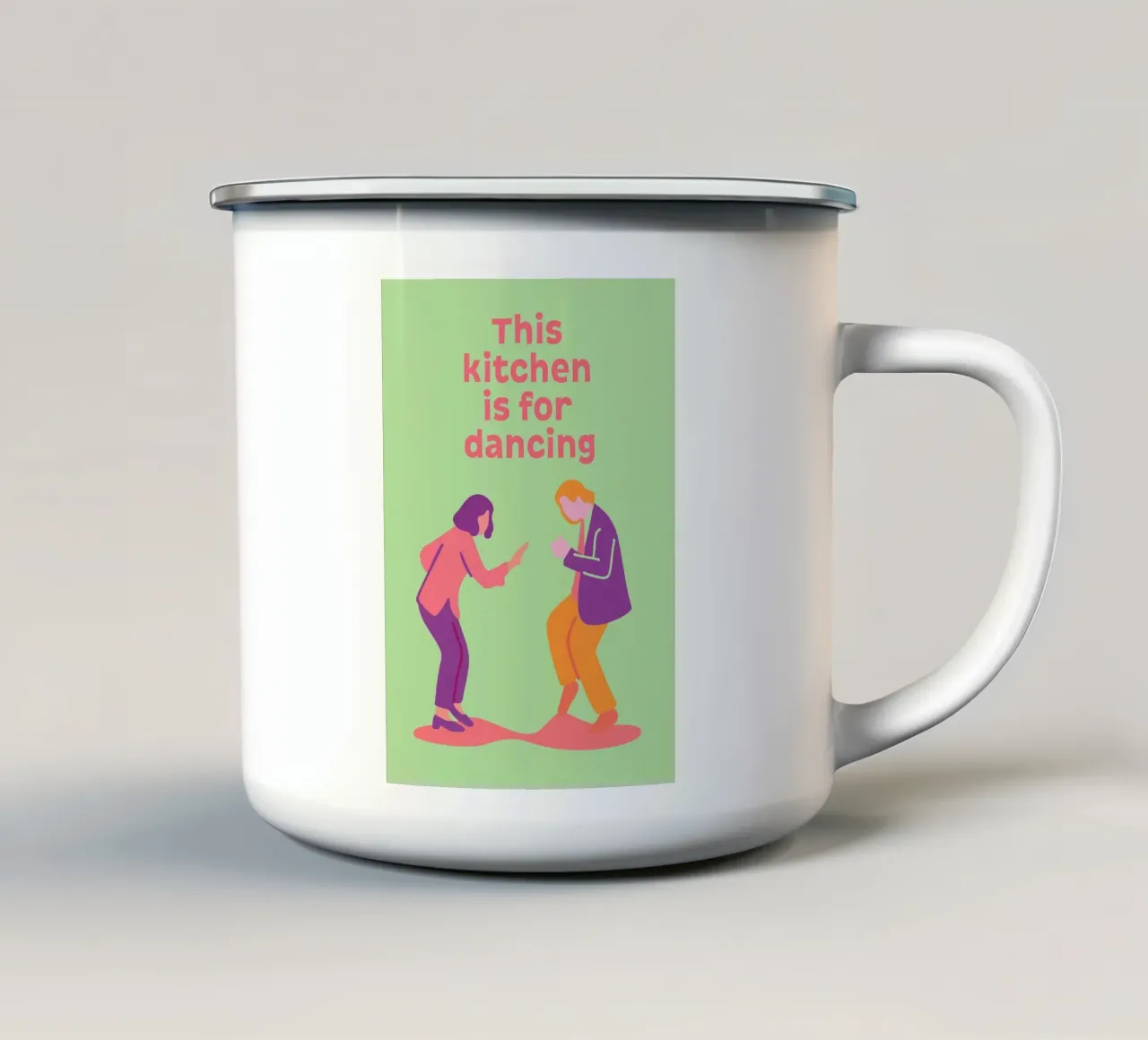 questa cucina è per ballare tazza in smalto da oneone