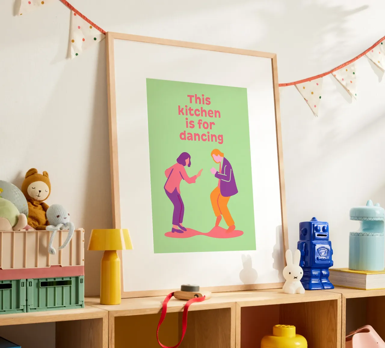 questa cucina è per ballare poster con telaio in alluminio da oneone