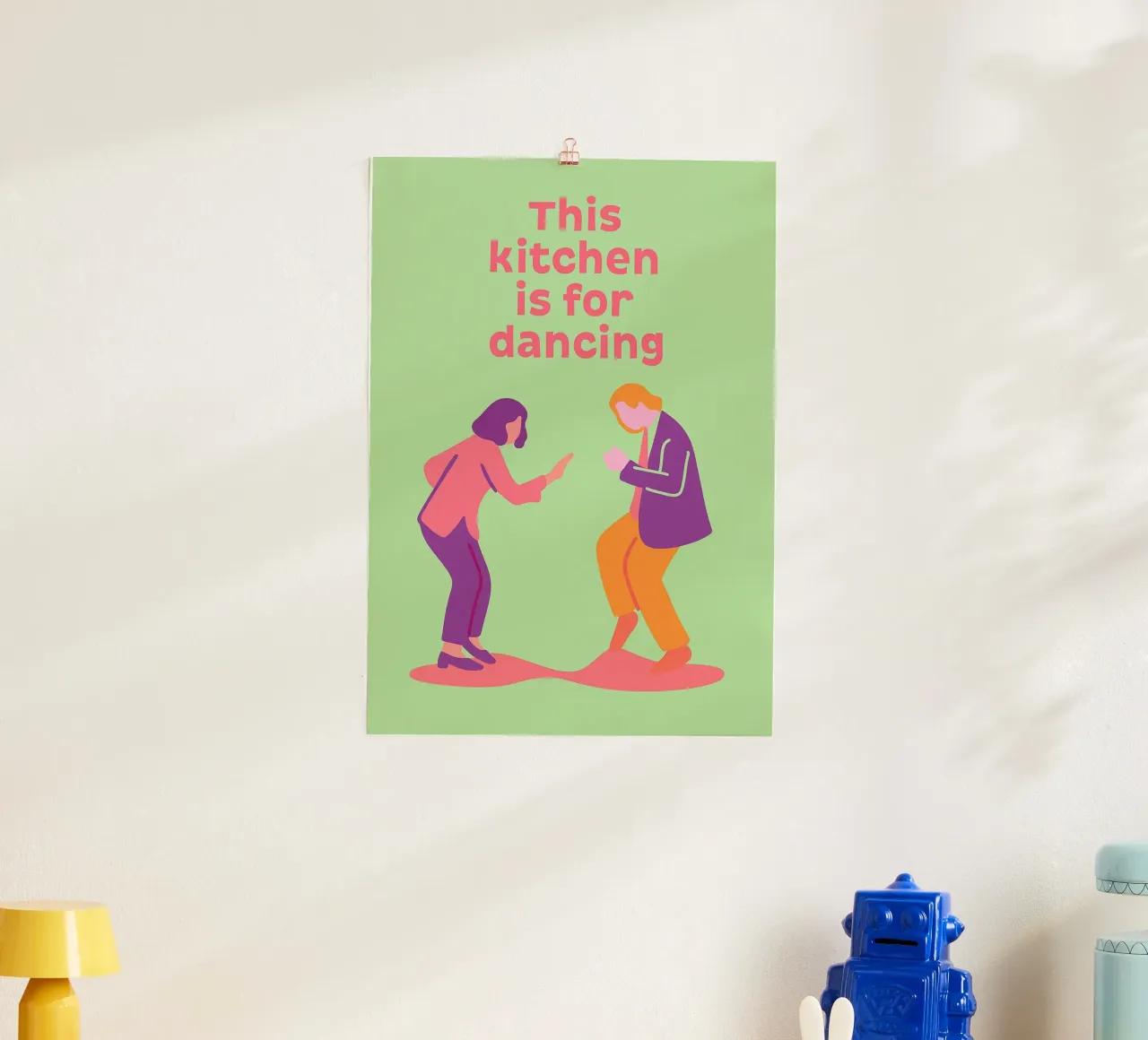questa cucina è per ballare poster con telaio in alluminio da oneone