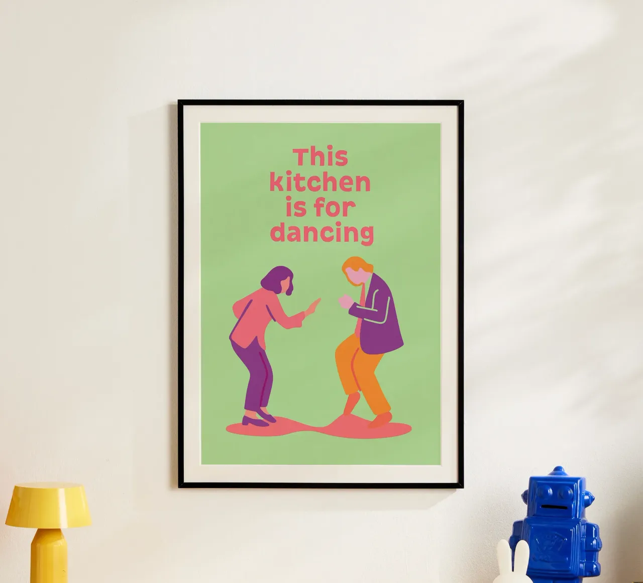questa cucina è per ballare poster con telaio in alluminio da oneone