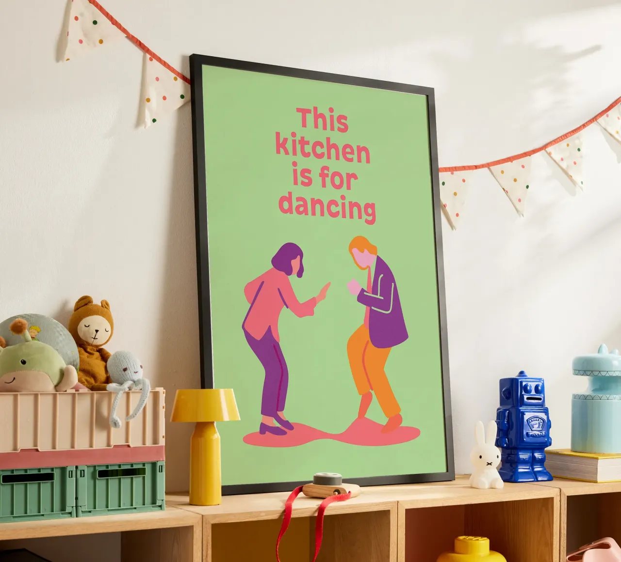 questa cucina è per ballare poster con telaio in alluminio da oneone