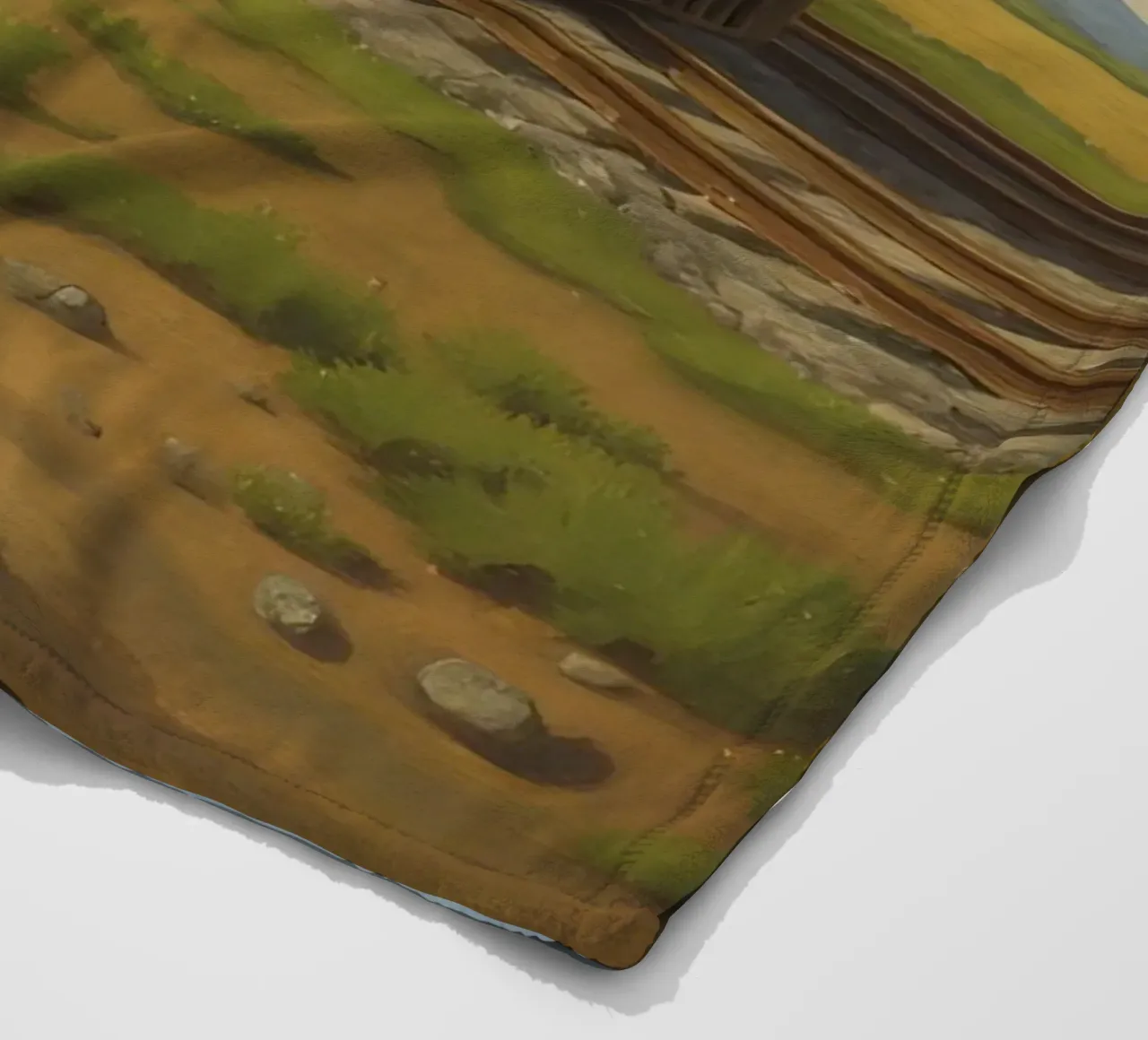 Un treno passeggeri retrò attraversa la campagna sotto coperta in pile da DesignDoodle