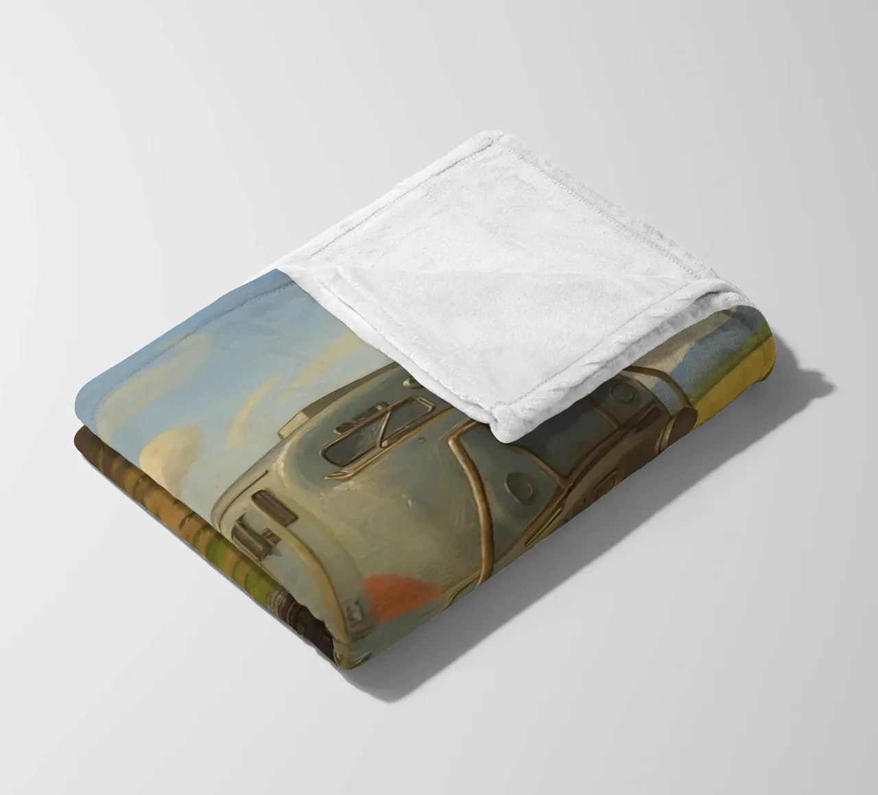 Un treno passeggeri retrò attraversa la campagna sotto coperta in pile da DesignDoodle