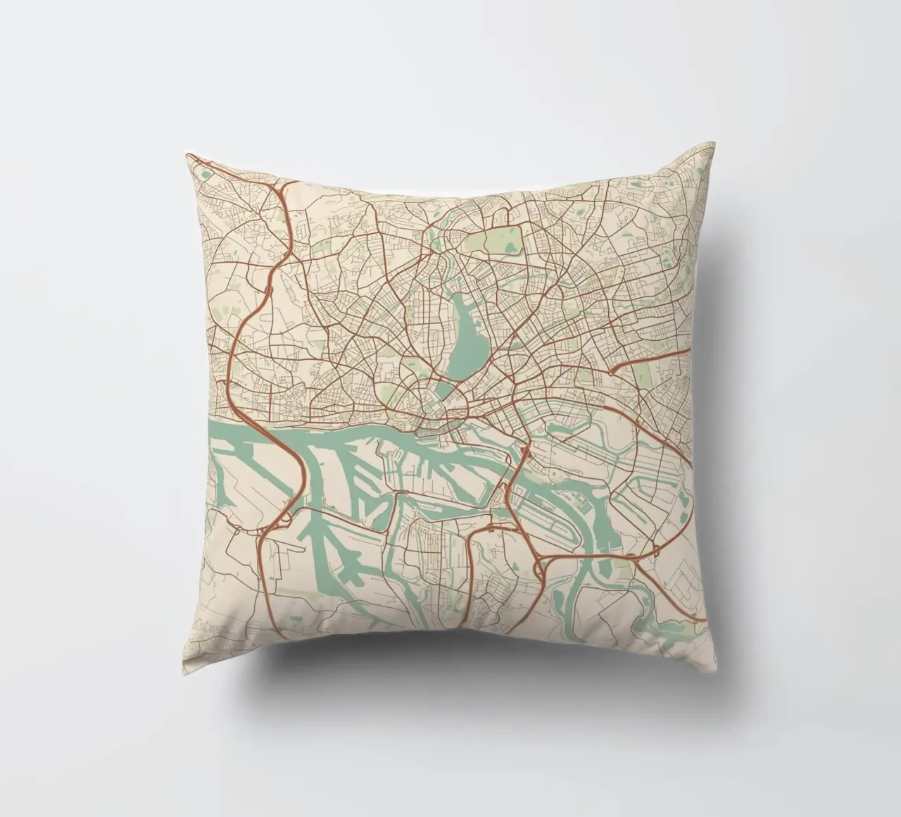 Hamburg DE decorative cushion by Rick Thompson