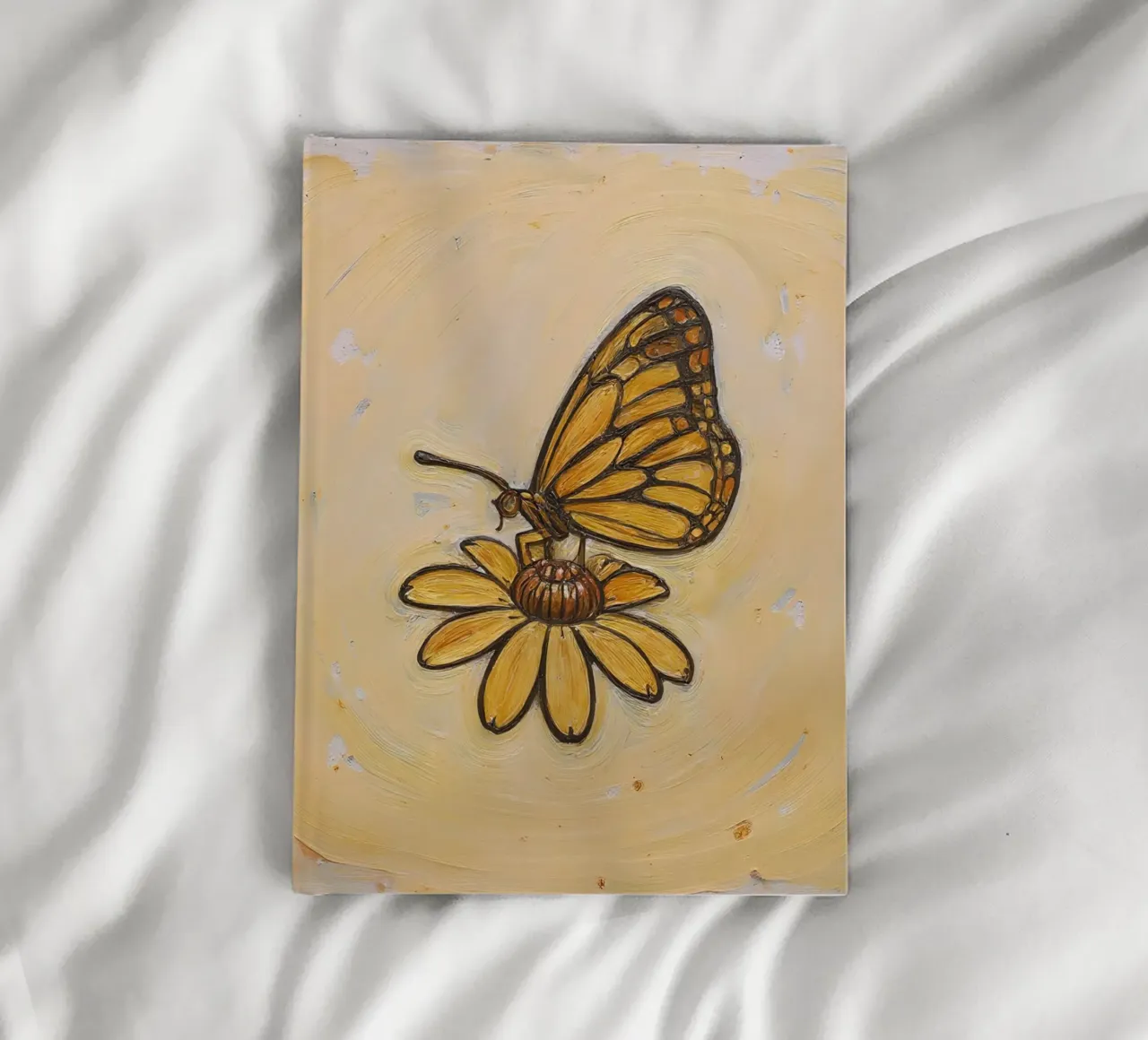 Papillon monarque se reposant sur une fleur jaune, wtercolor carnet de notes de DesignDoodle