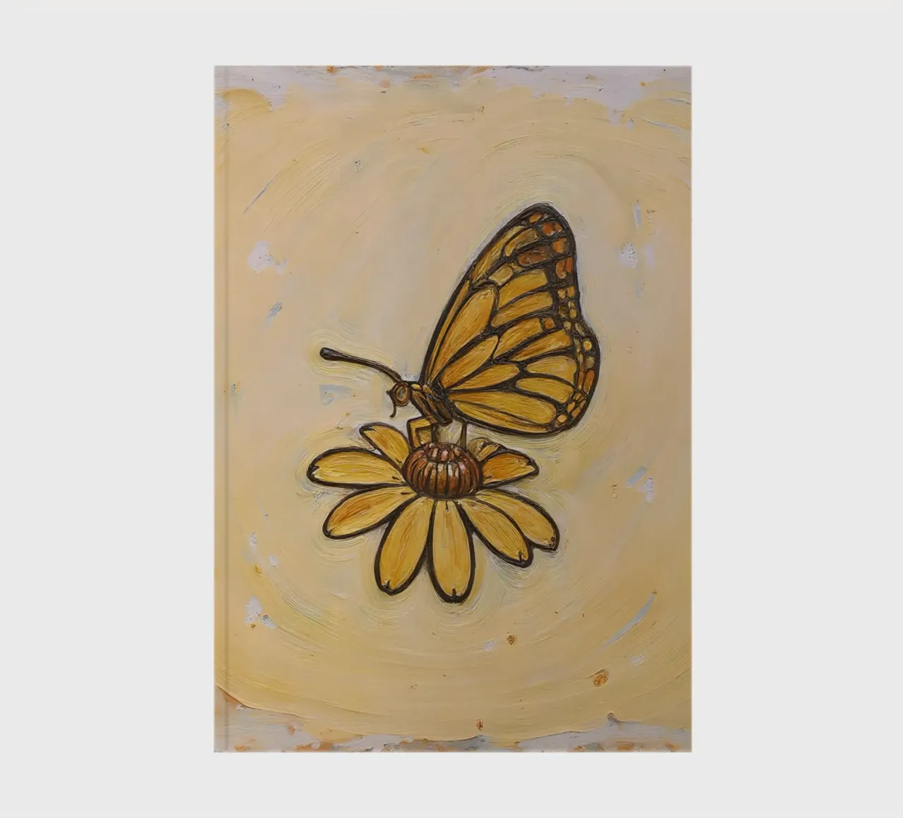 Papillon monarque se reposant sur une fleur jaune, wtercolor carnet de notes de DesignDoodle